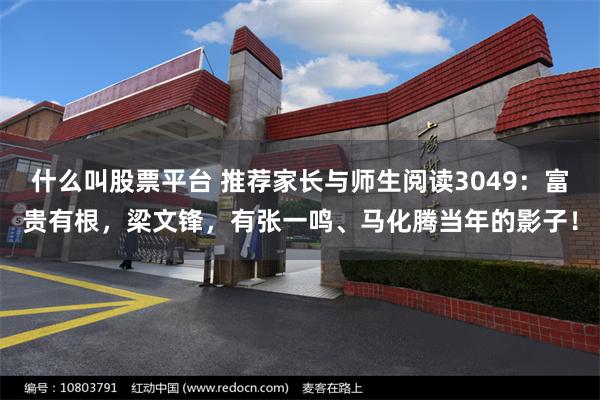 什么叫股票平台 推荐家长与师生阅读3049：富贵有根，梁文锋，有张一鸣、马化腾当年的影子！