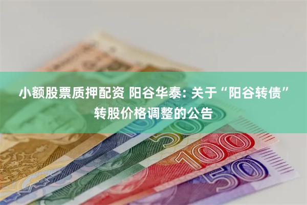 小额股票质押配资 阳谷华泰: 关于“阳谷转债”转股价格调整的公告