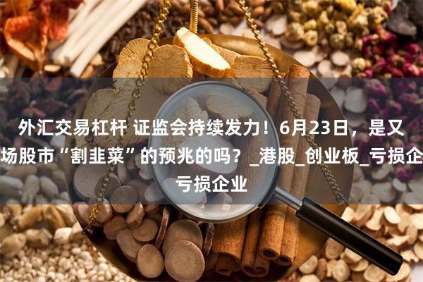 外汇交易杠杆 证监会持续发力！6月23日，是又一场股市“割韭菜”的预兆的吗？_港股_创业板_亏损企业