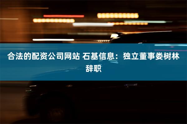 合法的配资公司网站 石基信息：独立董事娄树林辞职