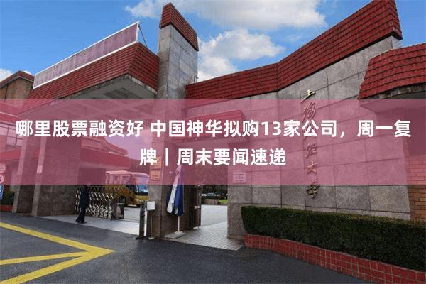 哪里股票融资好 中国神华拟购13家公司，周一复牌｜周末要闻速递